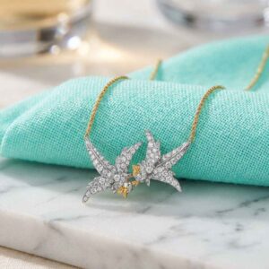 Bird On A Rock, Lovebird Schlumberger Necklace, 925 Sterling Silver, Bird Necklace - Image 2