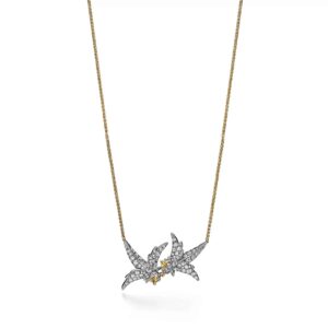 Bird On A Rock, Lovebird Schlumberger Necklace, 925 Sterling Silver, Bird Necklace