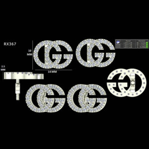 GG Running 925 sterling silver Moissanites Pavé Stud Earrings 1/10ctw - Image 2