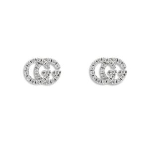 GG Running 925 sterling silver Moissanites Pavé Stud Earrings 1/10ctw - Image 1