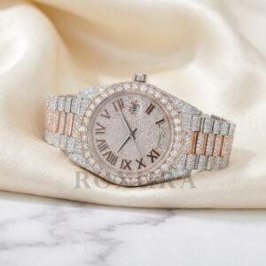 Iced Out Moissanite Automatic Watch, VVS1 Diamond Alternative, Handmade Headset Setting - Image 1