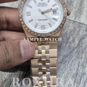 Iced Out Moissanite Watch VVS1 Automatic 2200 Stones Rose Gold Roman Dial Full Pave Diamond Look Luxury Mens Watch - Image 3