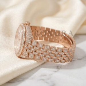 Iced Out Moissanite Watch VVS1 Automatic 2200 Stones Rose Gold Roman Dial Full Pave Diamond Look Luxury Mens Watch - Image 2