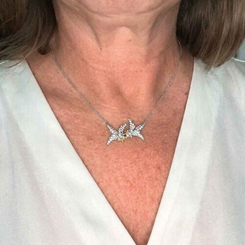 Bird On A Rock, Lovebird Schlumberger Necklace, 925 Sterling Silver, Bird Necklace photo review